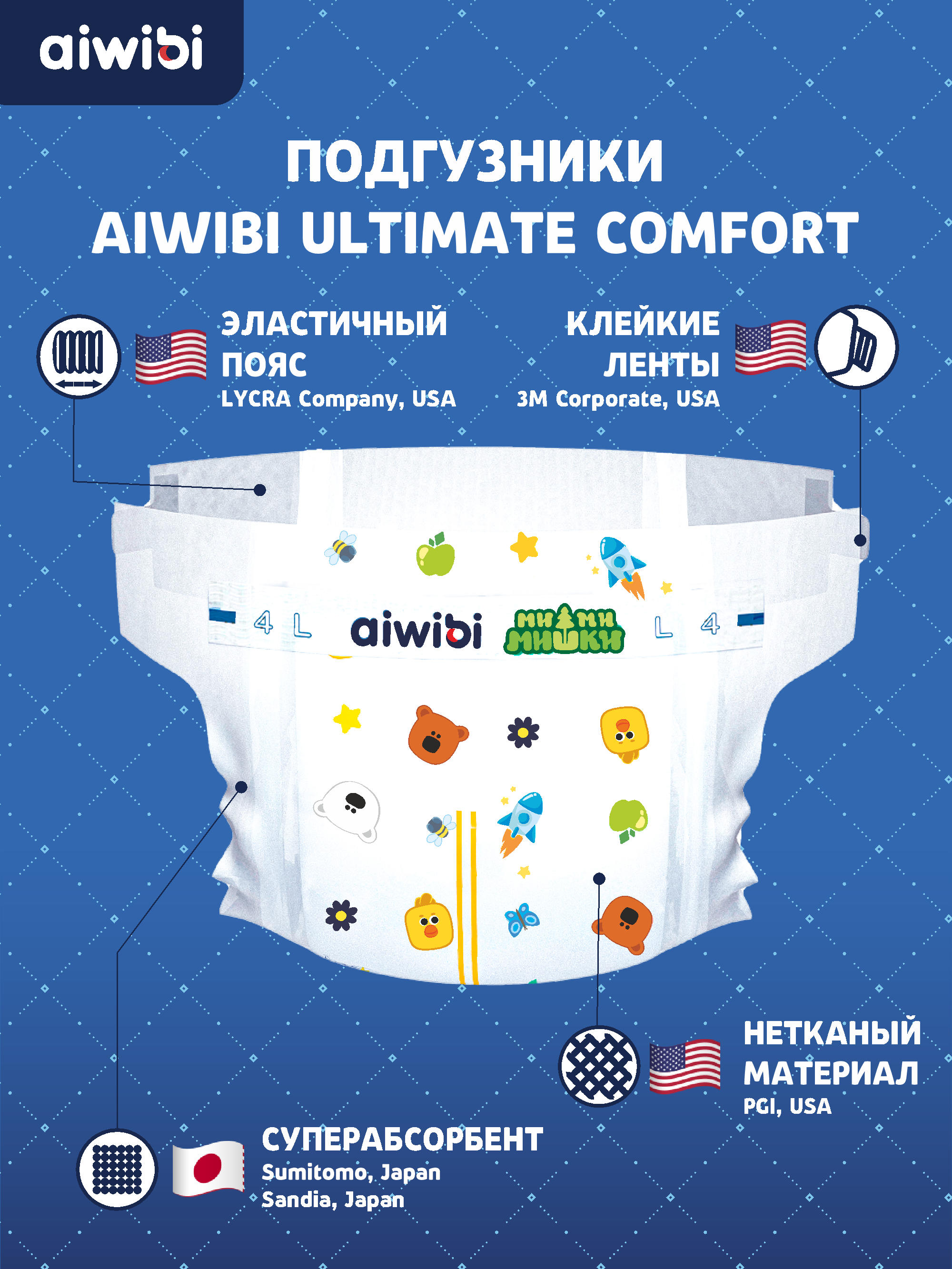 Подгузники AIWIBI 40 шт. - фото 3