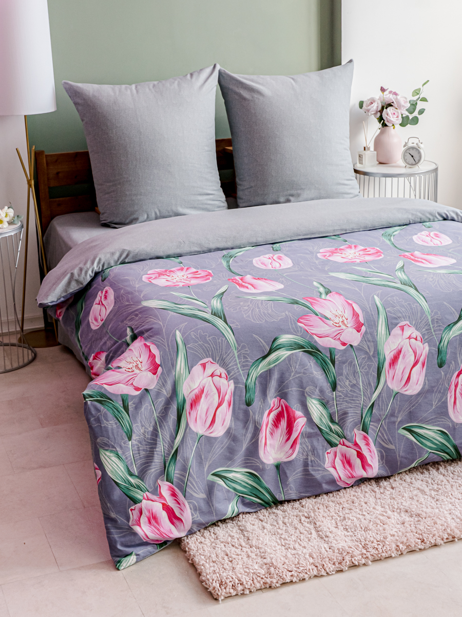 Комплект постельного белья LOVEBERRY Тюльпаны евро 4 предм. - фото 9