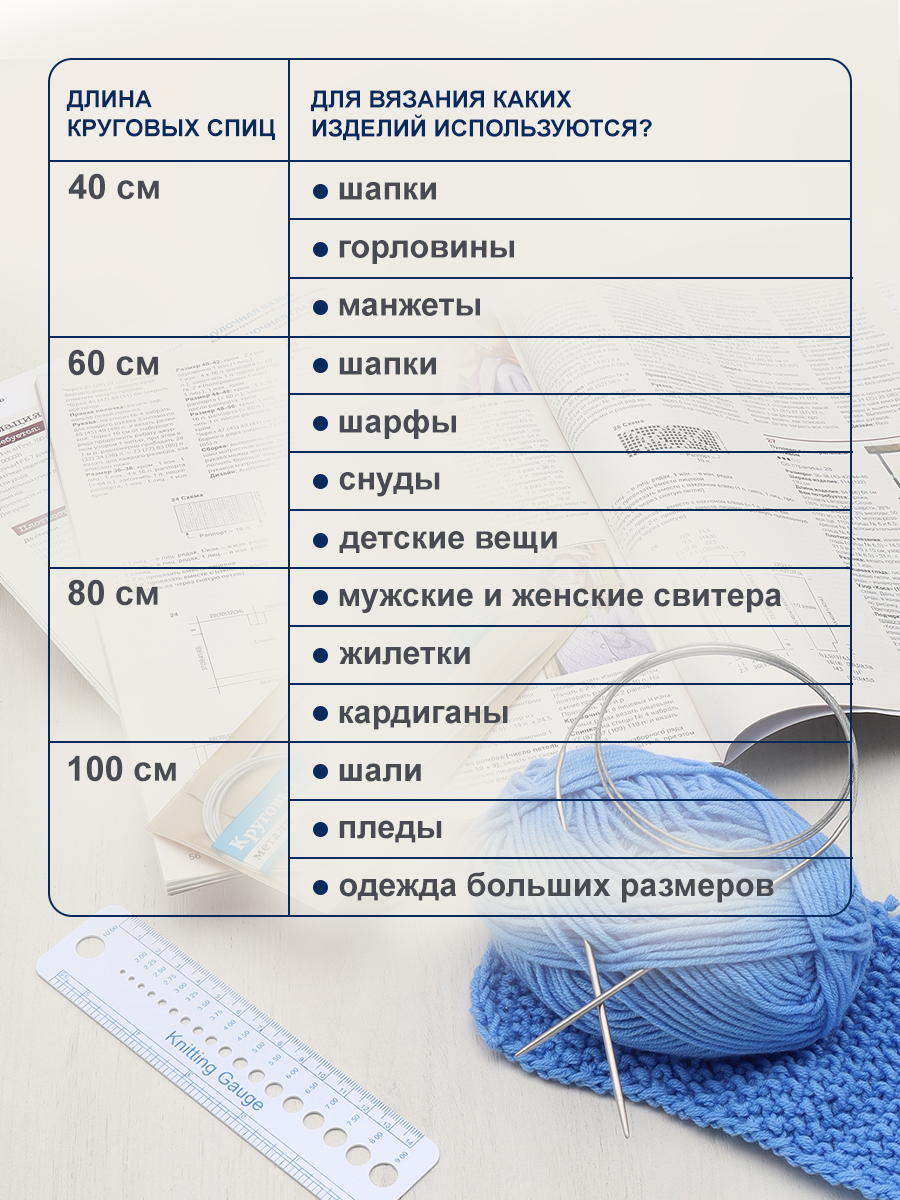 Спицы круговые Hobby Pro металлические с гибким металлическим тросиком для тонкой пряжи 100 см 2.0 мм 941120 - фото 4