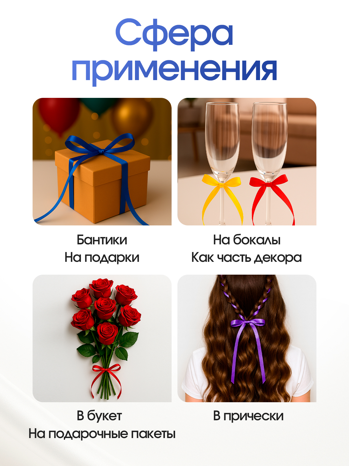 Ленты атласные AXLER тонкие упаковочные набор 12 шт - фото 8