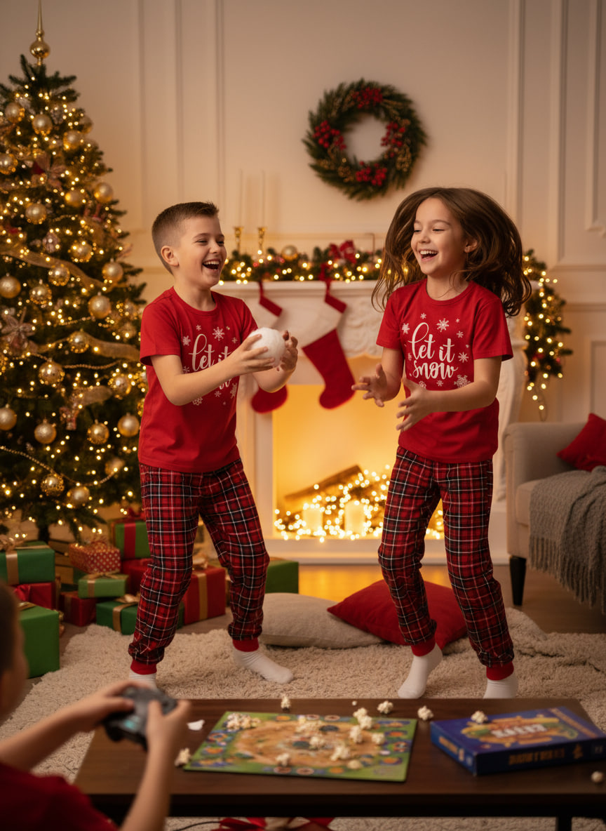 Пижама Утенок 827п-красный-клетка-снежок - фото 42