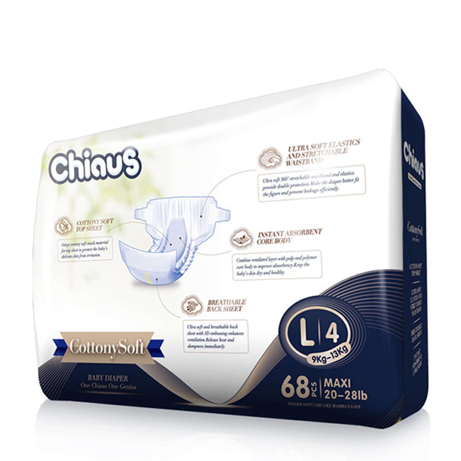 Подгузники Chiaus Cottony Soft L (9-13 кг) 68 шт. - фото 2