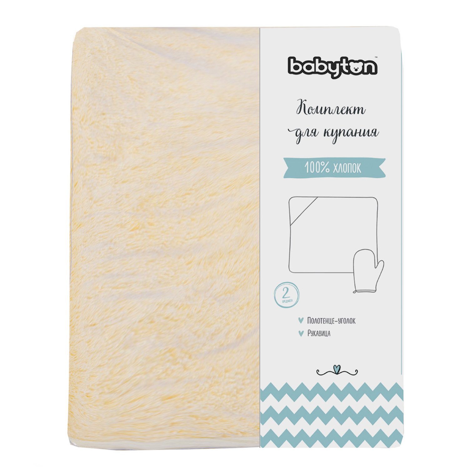 Полотенце уголок Babyton с рукавицей - фото 2