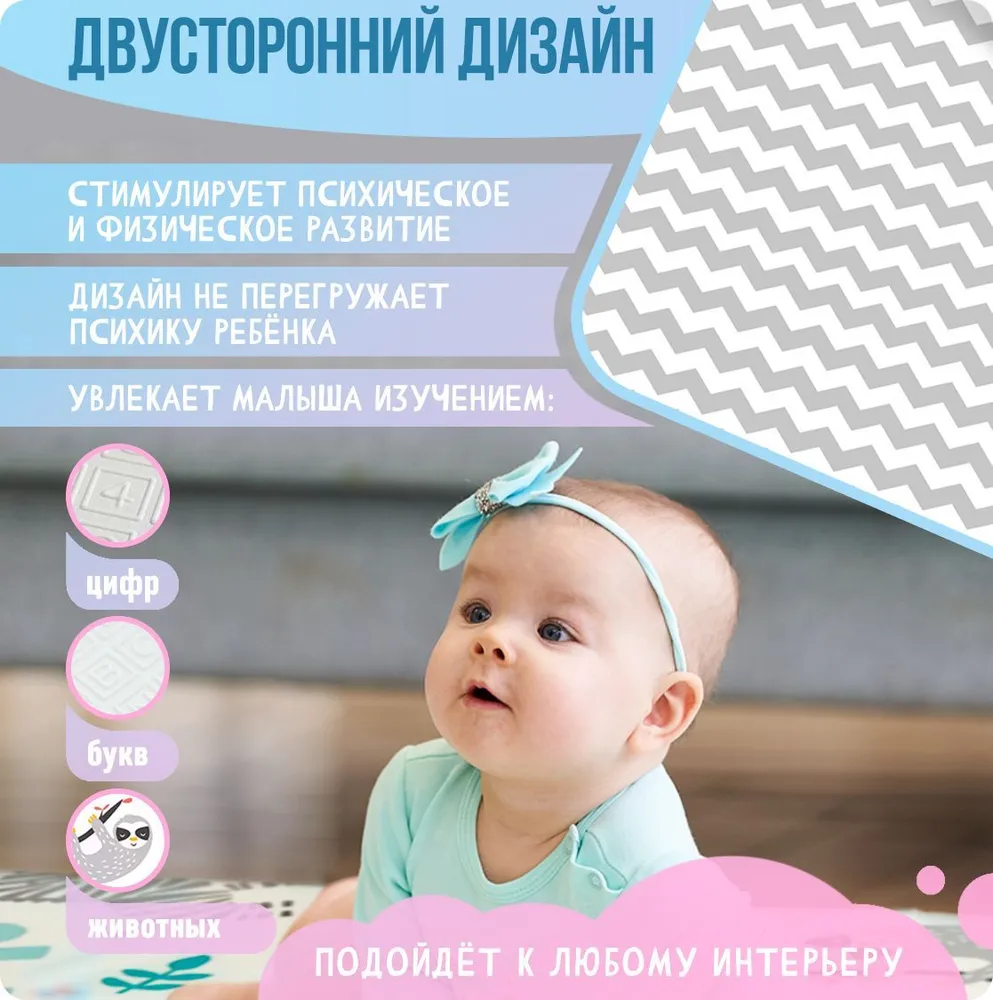 Детский коврик MIKMEL складной двусторонний 180х200 см Африка зигзаги - фото 7