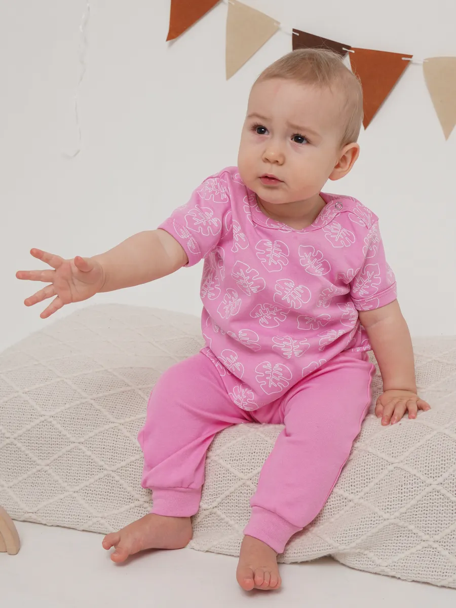 Футболка 3 шт Супер Пупс нбр/3пр/футб/розовыеветочкилисточки - фото 10