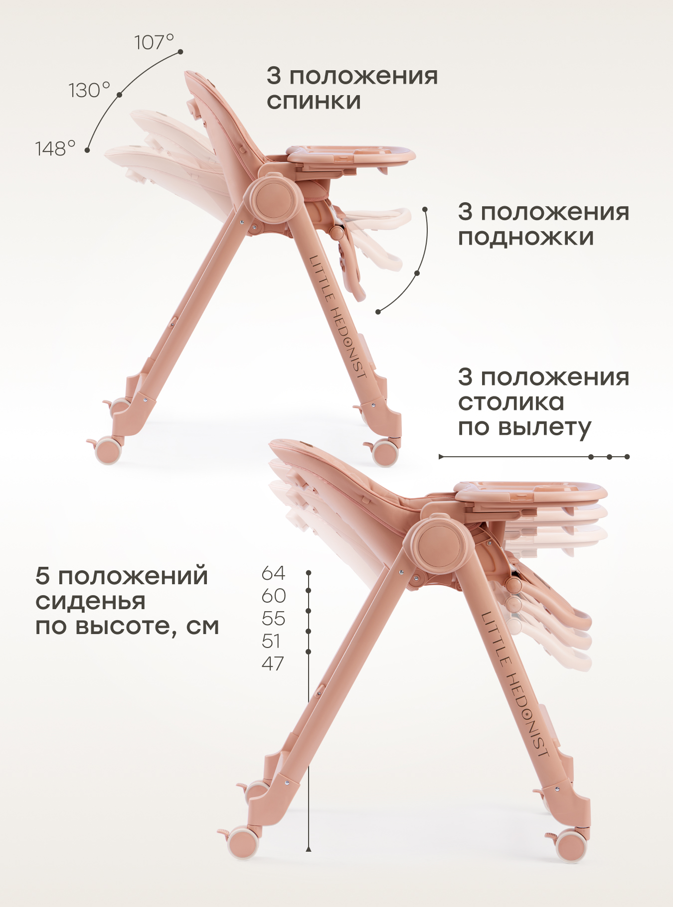 Стульчик для кормления Happy Baby beige red красный - фото 2