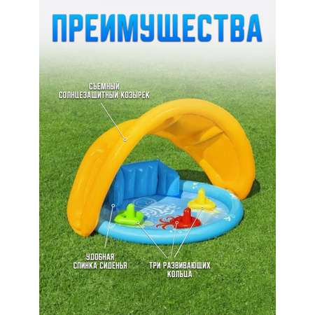 Бассейн надувной BESTWAY с навесом 115x89x76см 52568