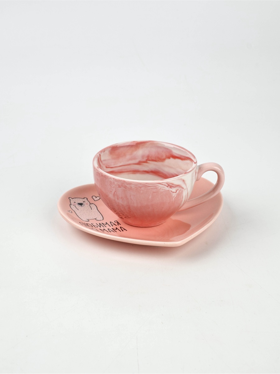 Набор Дорого внимание Любимая мама кружка 150 мл блюдце - фото 5