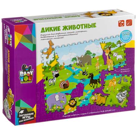 Пазл Bondibon коврик с фигурками Животные мягкий