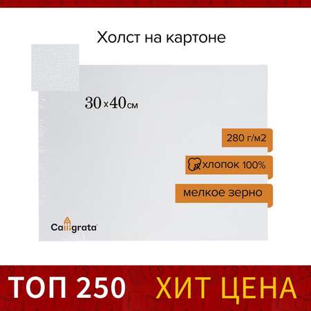 Холст Calligrata на картоне хлопок 100%, размер 30*40 см, ширина 3 мм