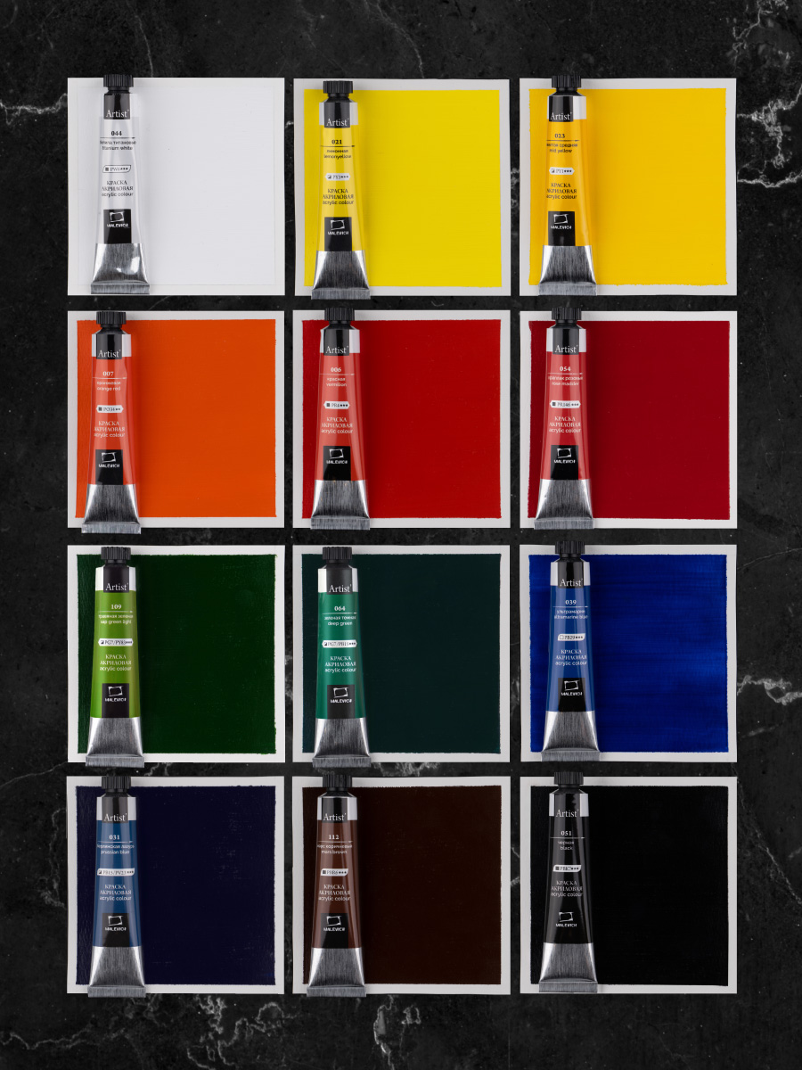 Краски акриловые Малевичъ 12 цв. - фото 2
