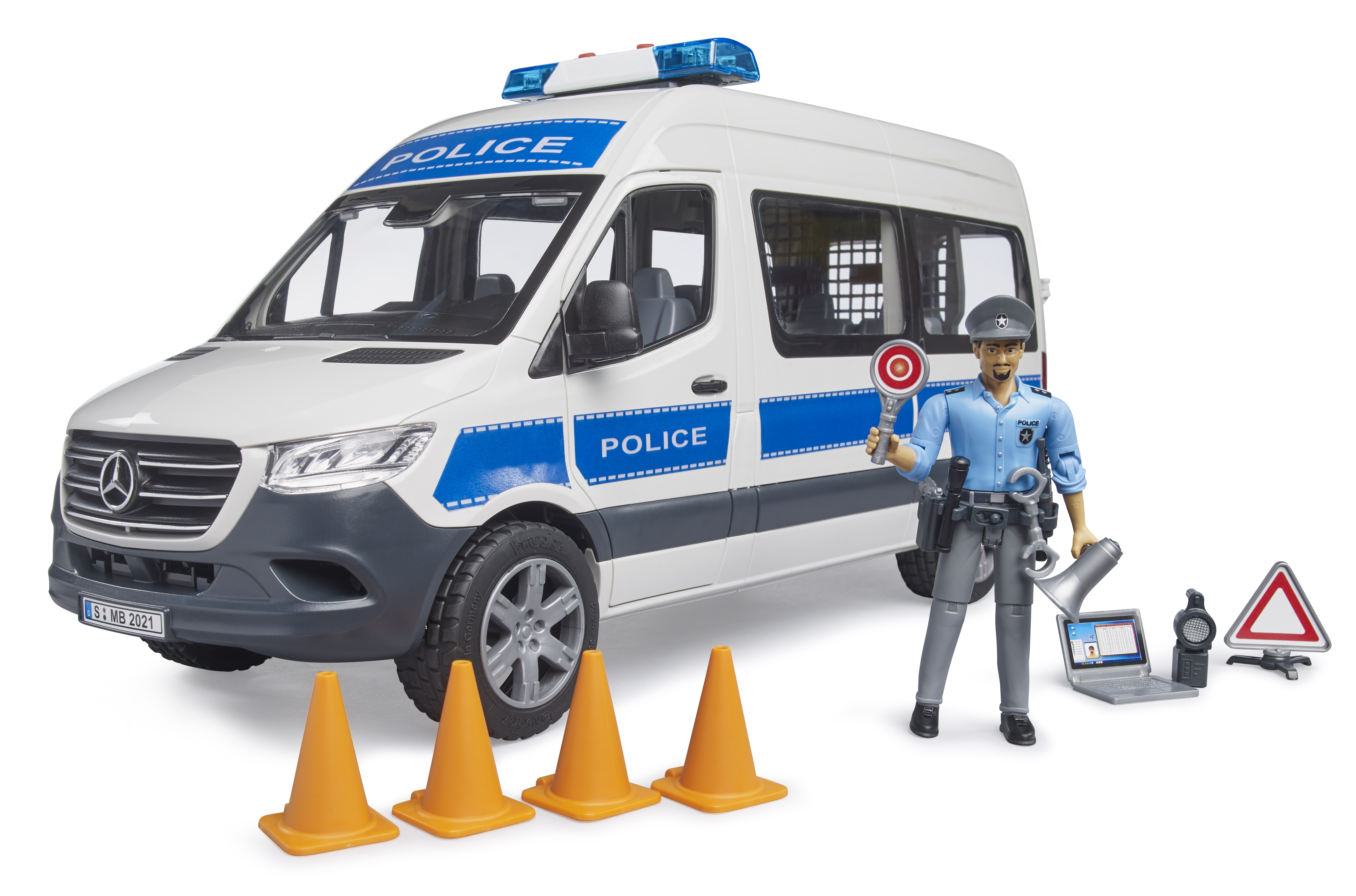 Полицейская машина Bruder Mercedes (свет,звук) с фигуркой 1:16 02-683 - фото 1