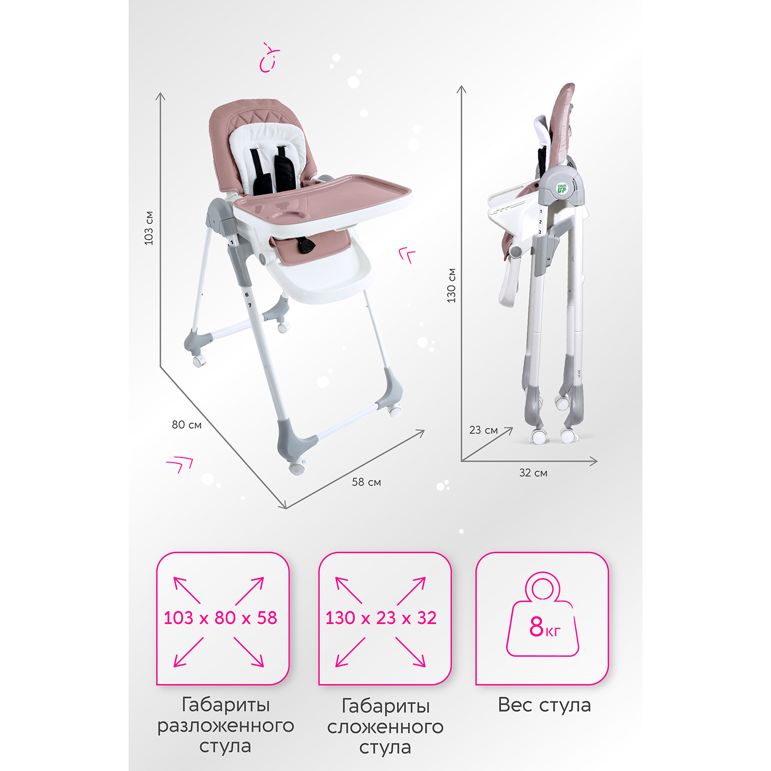 Стульчик для кормления Grown Up Baby High Chair трансформер - фото 6