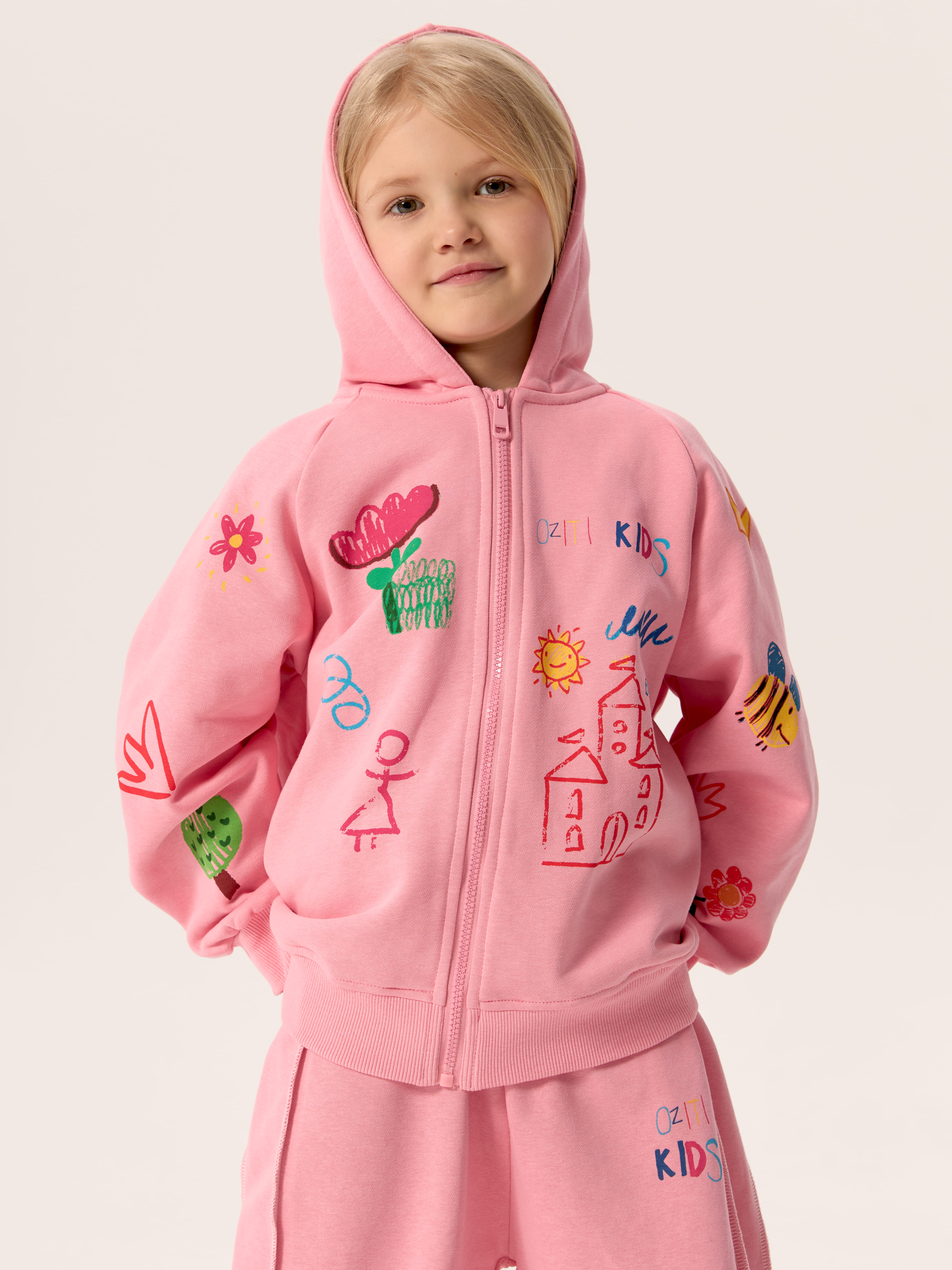 Толстовка OZITI KIDS ok010262/розовый - фото 5