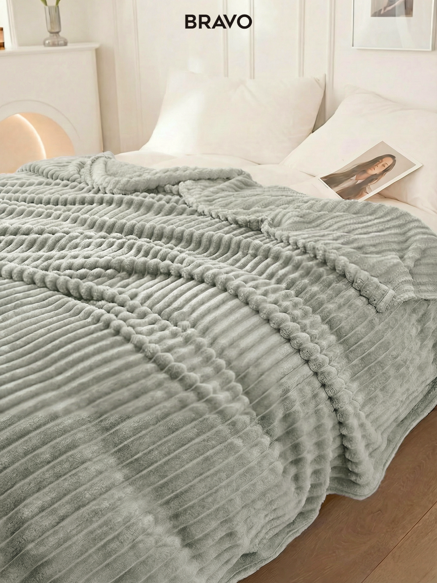 Покрывало BRAVO Волна серо-оливковый 180 x 220 см велсофт - фото 8