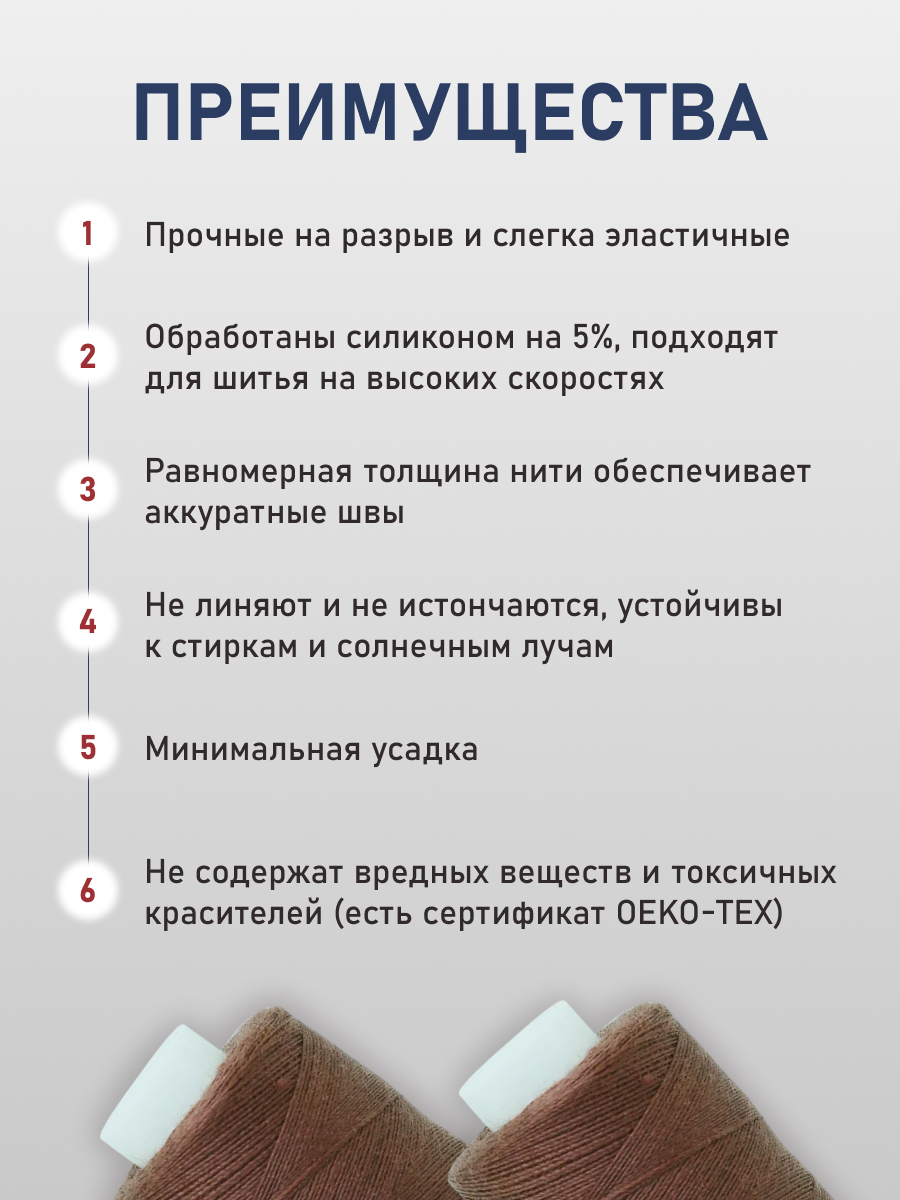Нитки для шитья 40/2 Bestex 10шт цв 167 - фото 3