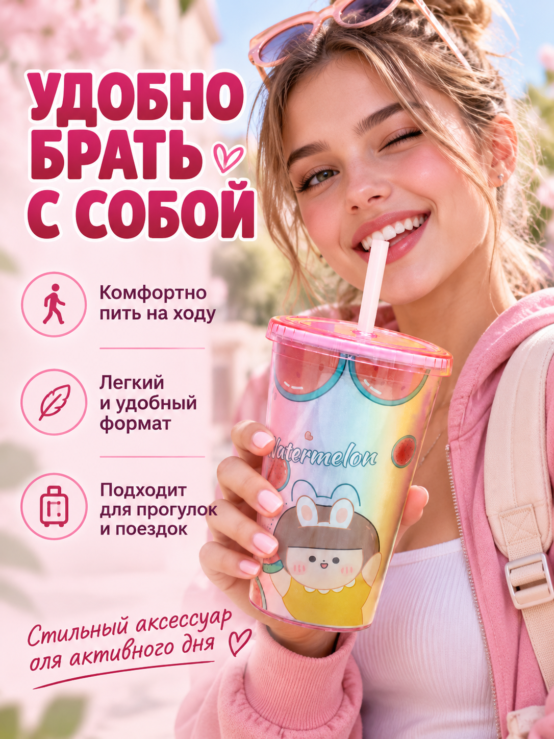 Поильник с трубочкой iLikeGift стакан детский 450 мл - фото 2