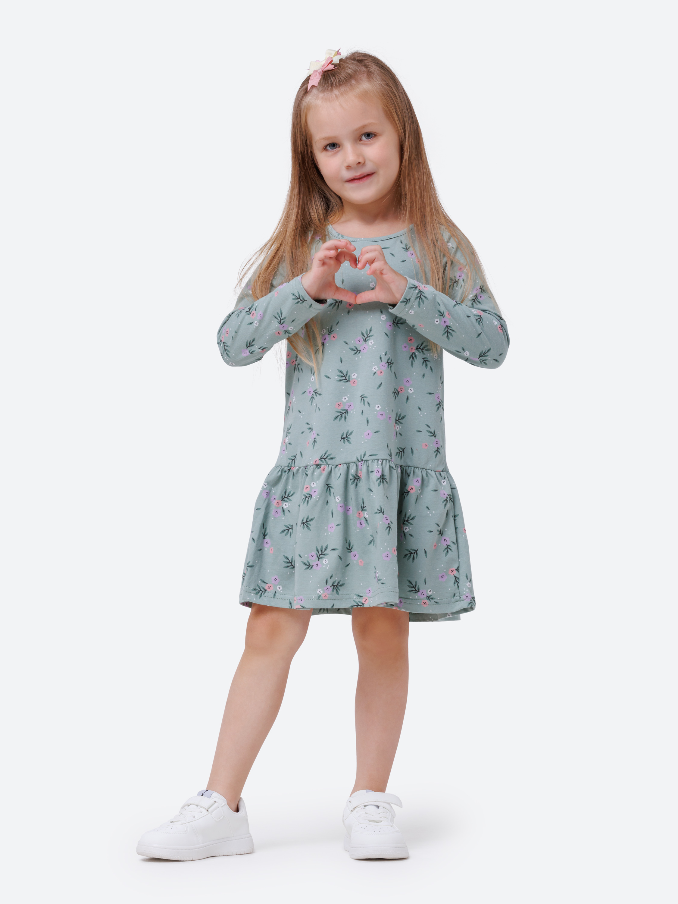 Платье VEDDI 2059к-2024-полынь/цветы - фото 1