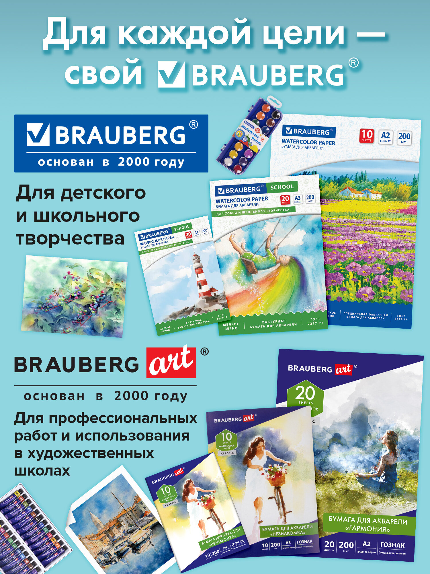 Художественная бумага Brauberg для акварели 20 лист. - фото 2