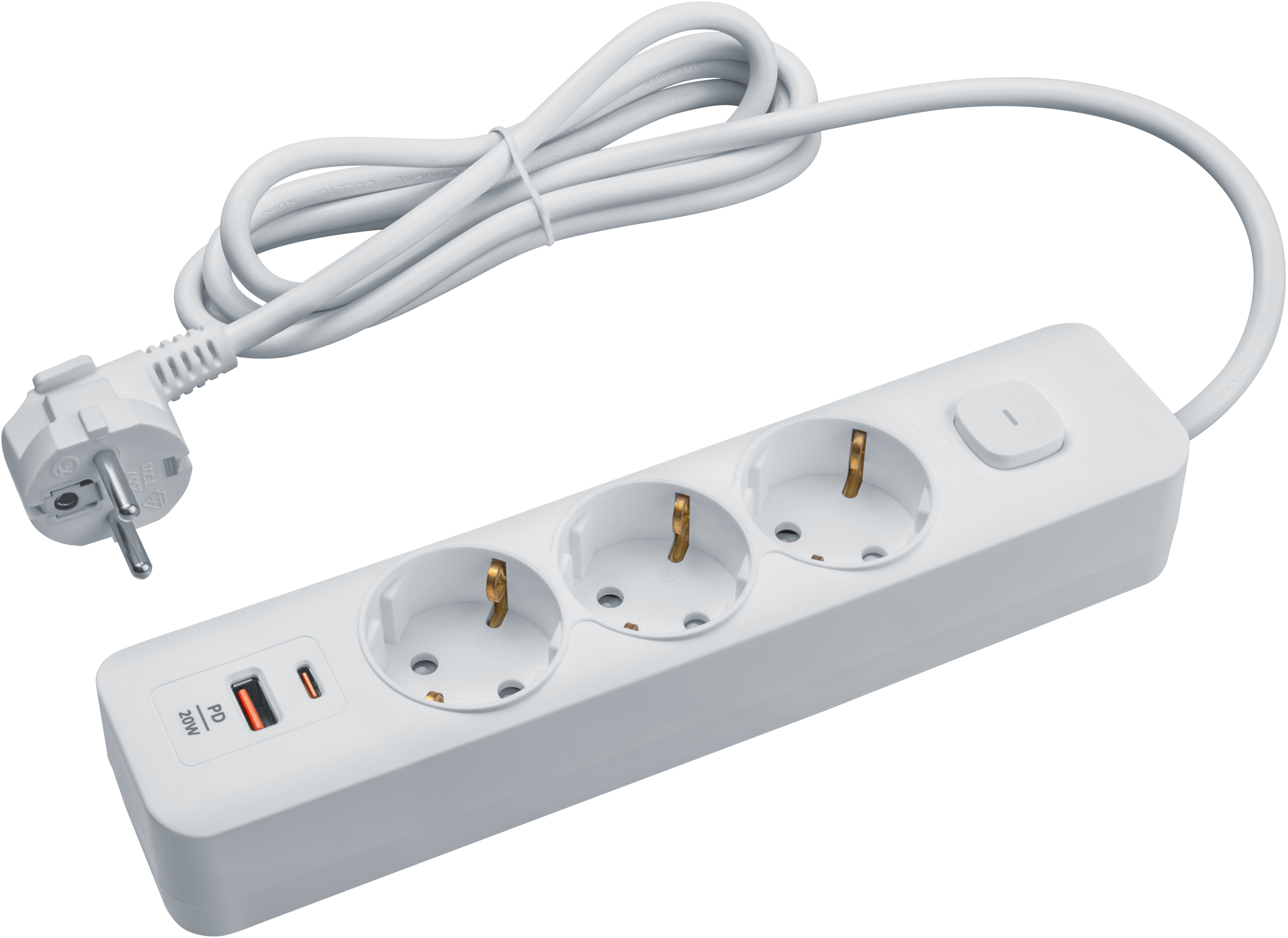 Удлинитель Navigator USB-A USB-C с заземлением 3 розетки 3 метра - фото 1