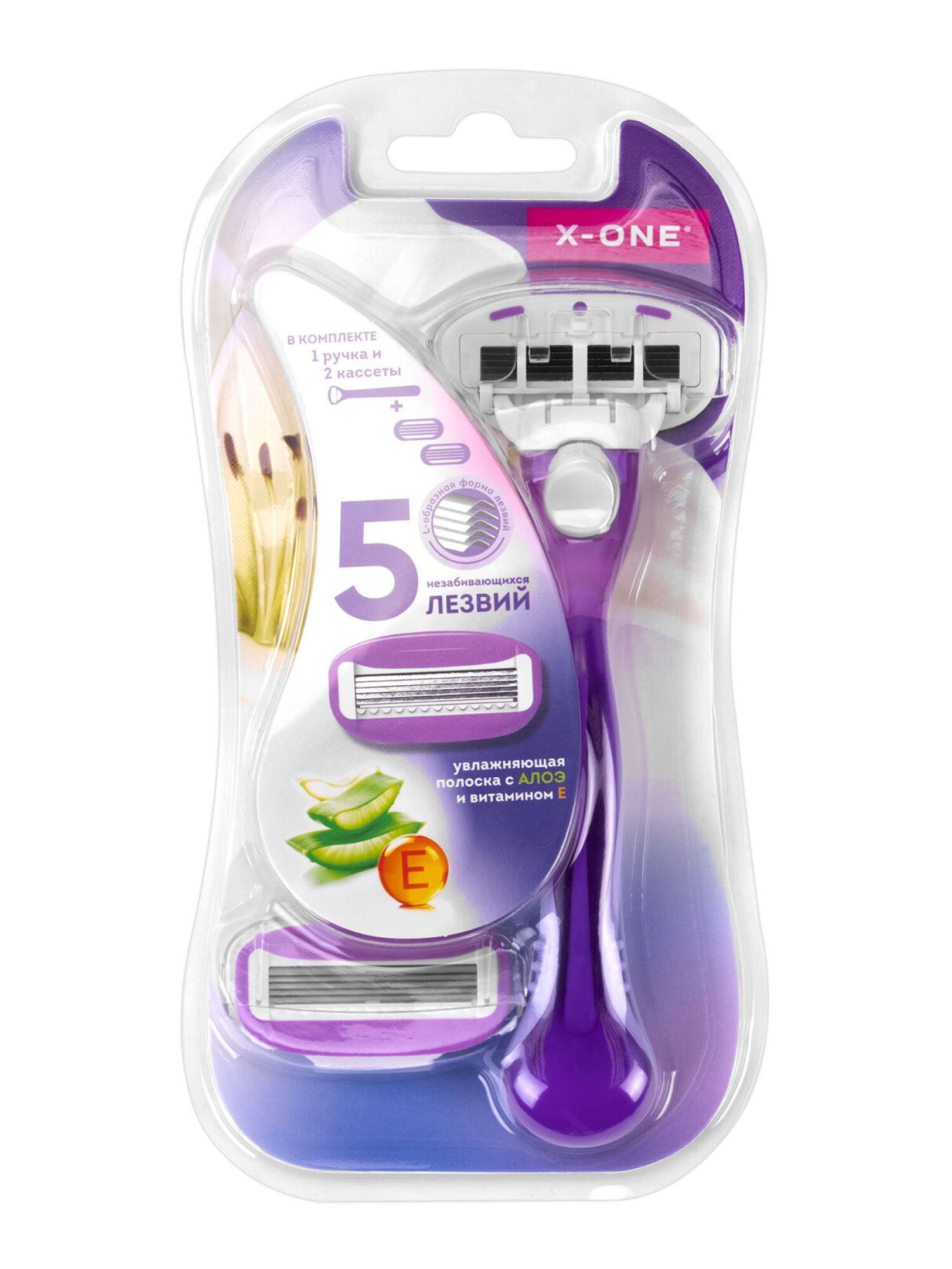 Бритва женская многоразовая X-ONE станок для бритья с 2 сменными кассетами 5 лезвий - фото 8
