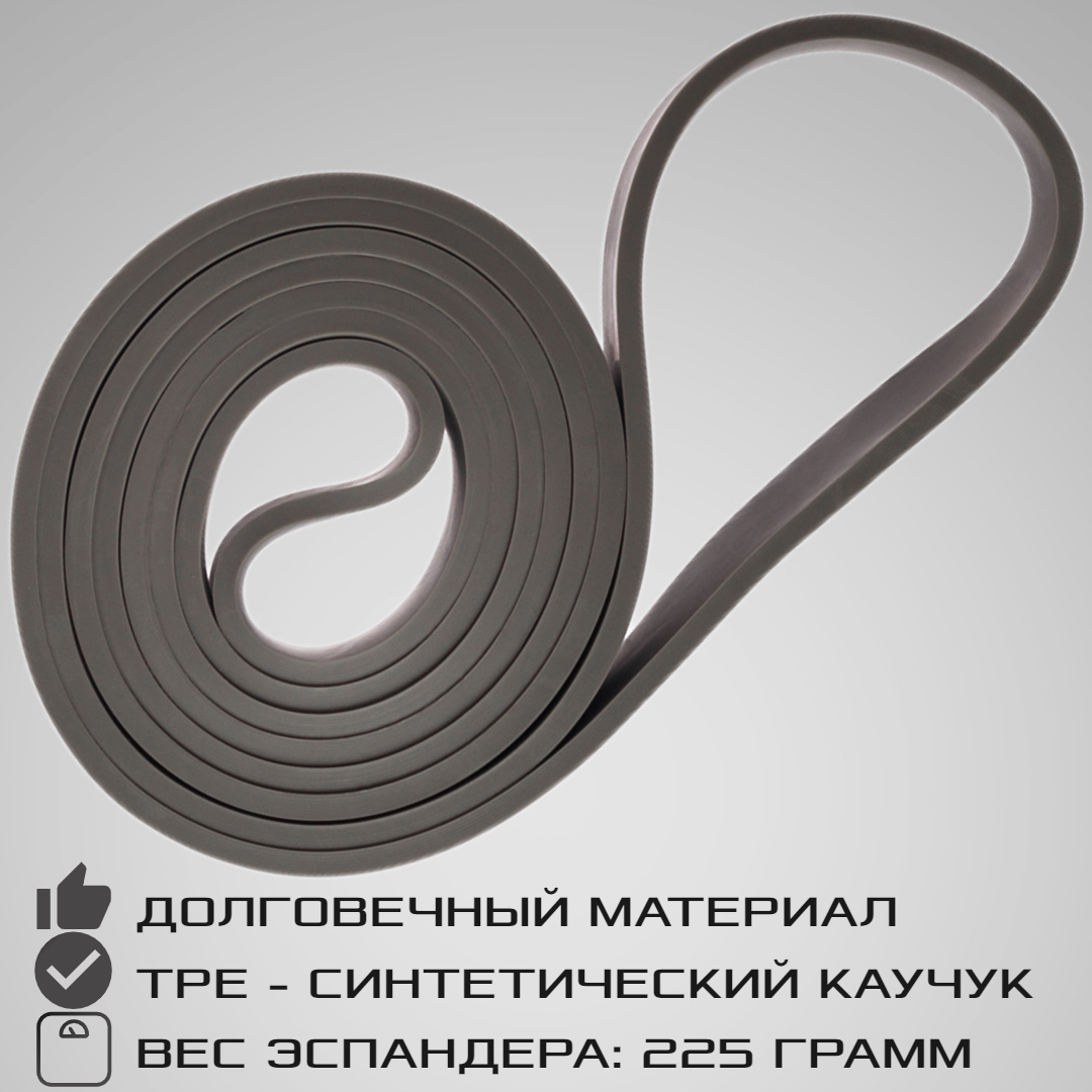 Эспандер ленточный STRONG BODY серый сопротивление от 16 кг до 35 кг - фото 2