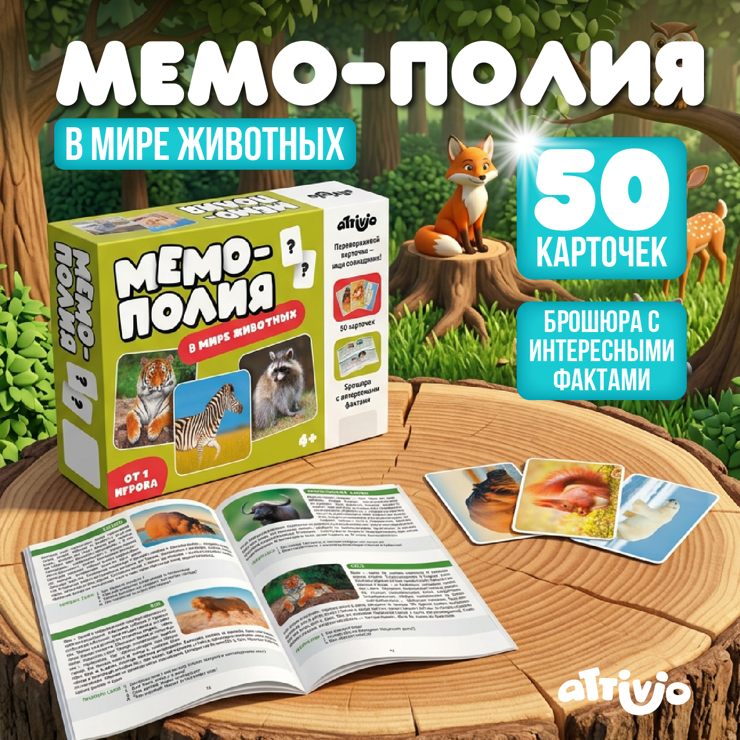 Настольная игра Attivio Мемори В мире животных - фото 1