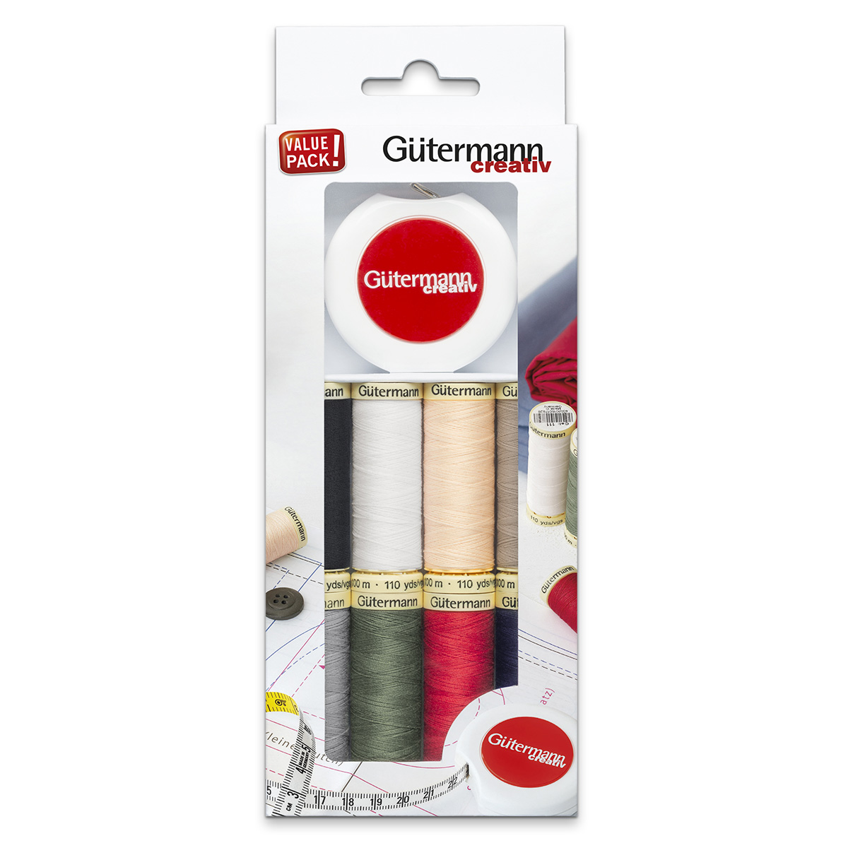 Нитки для шитья Sew-All №100 Guttermann 100м 8шт рулетка - фото 2