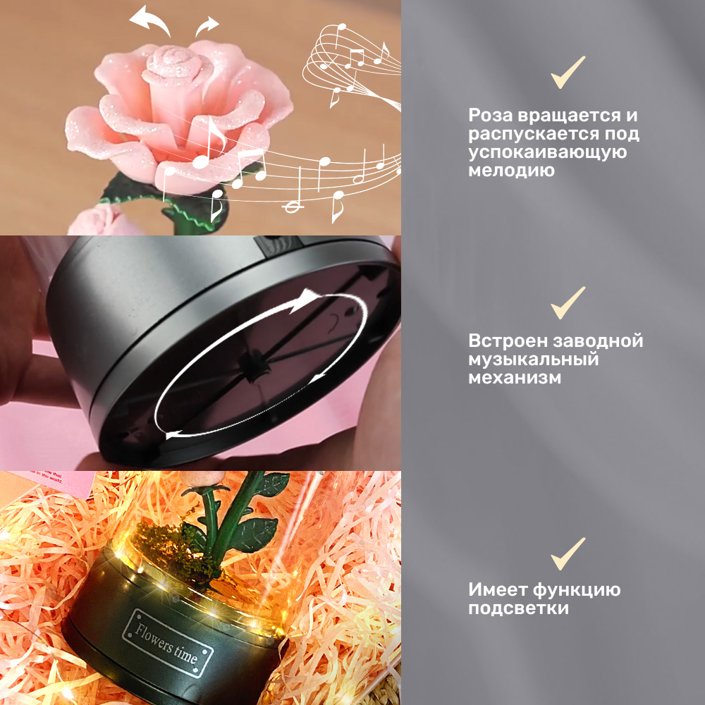 Музыкальная шкатулка TIPTOPOLIS Роза Розовая - фото 2