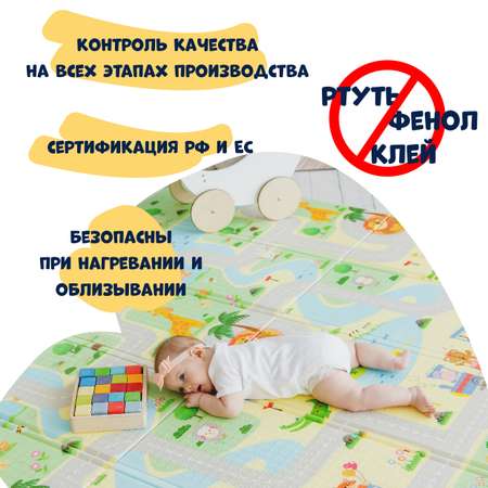 Детский коврик Keelife игровой развивающий складной двусторонний Дороги и Холмы