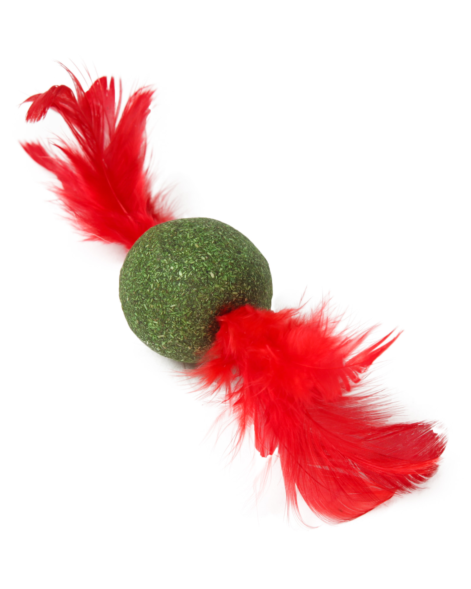 Игрушка для кошек Barbaks Шарик из кошачьей мяты с перьями 15см - фото 2