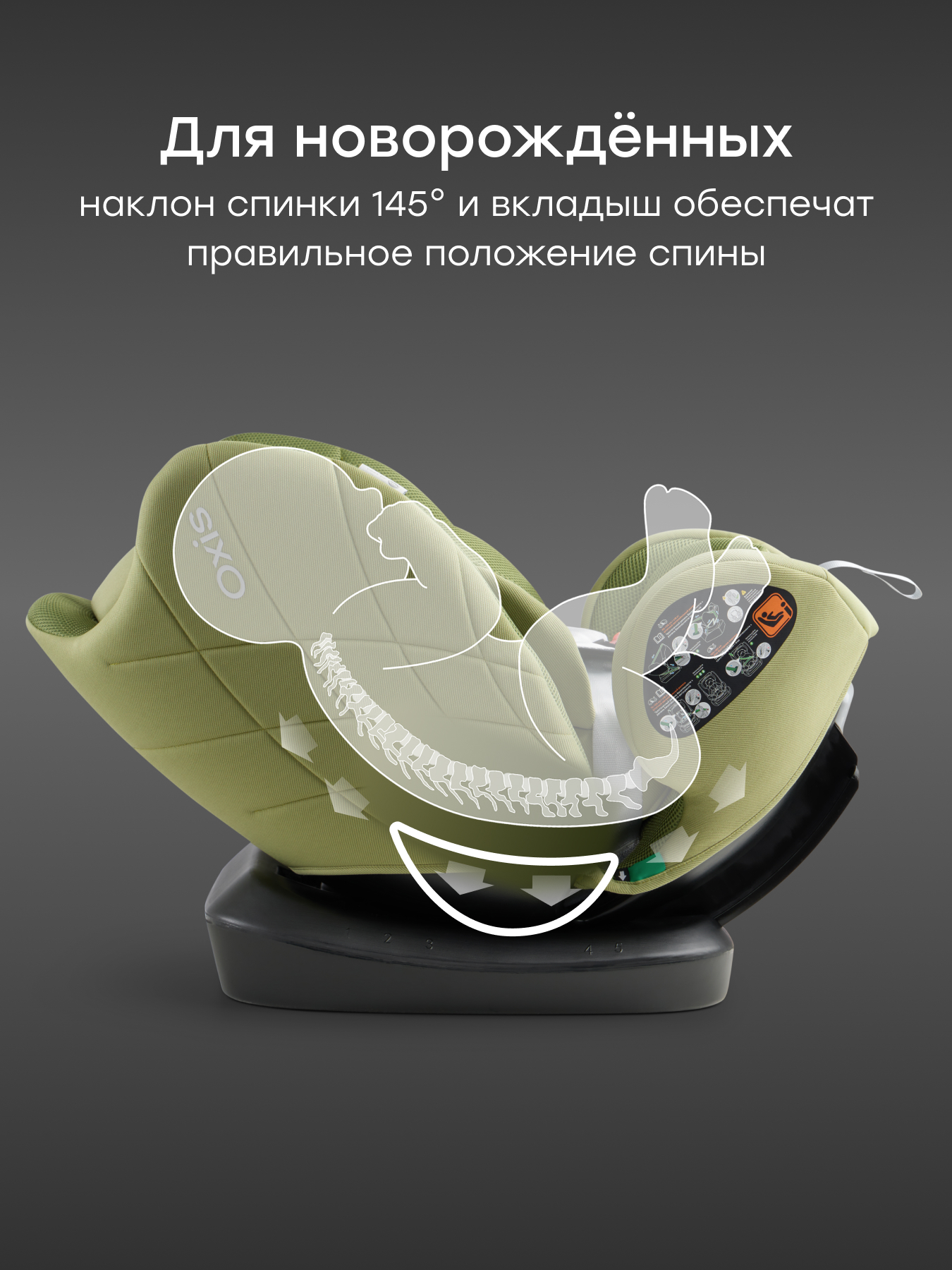 Автокресло Happy Baby Oxis 0+/1/2/3 (0-36 кг) зеленый - фото 5