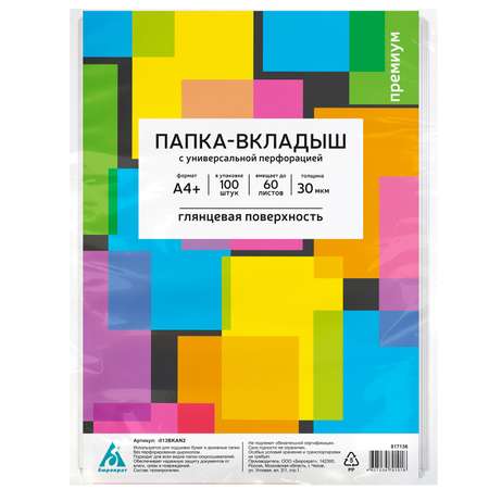 Папка для тетрадей Бюрократ глянцевые 100шт А4