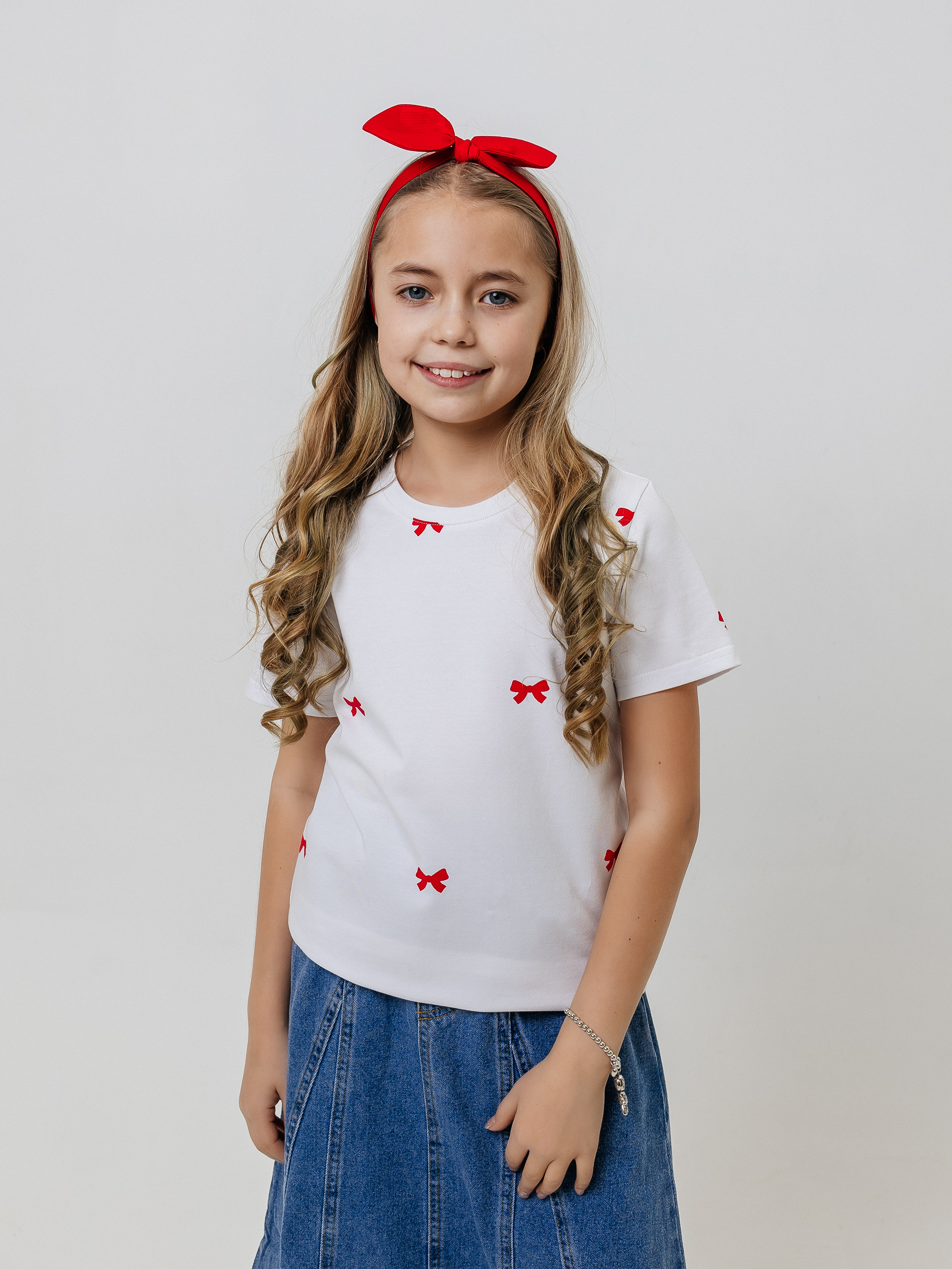 Футболка Селтекс Ю_ФК34 белый/бантик красный - фото 9