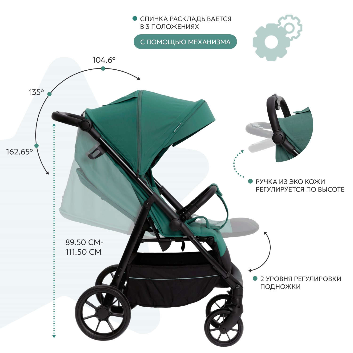 Коляска прогулочная BabyGo Magic New зеленый - фото 3