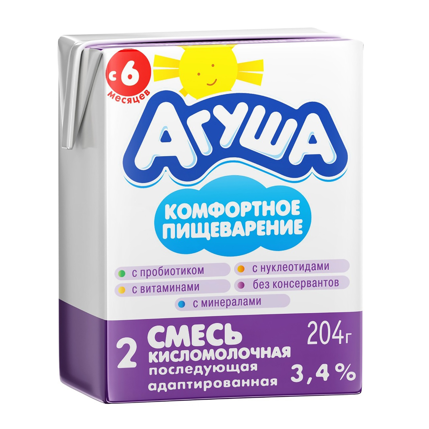 Смесь Агуша 2 сбалансированная кисломолочная 3.4% 0.2л с 6месяцев - фото 3