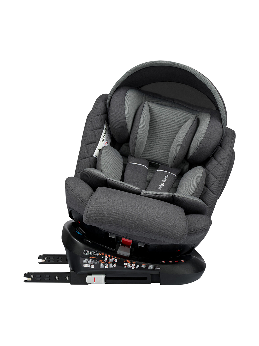 Автокресло Indigo SMART+ серый Isofix 0+/1/2/3 (0-36 кг) - фото 4