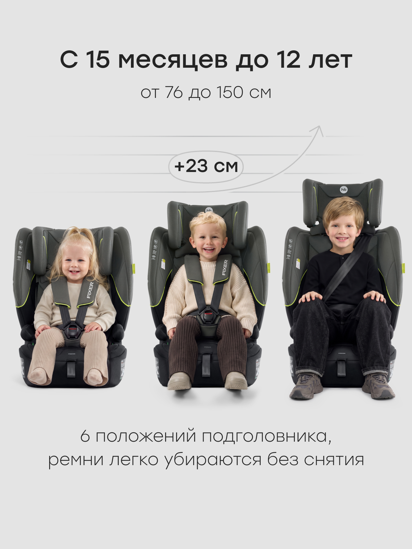 Автокресло Happy Baby Fixer Isofix 1/2/3 (9-36 кг) зеленый - фото 3