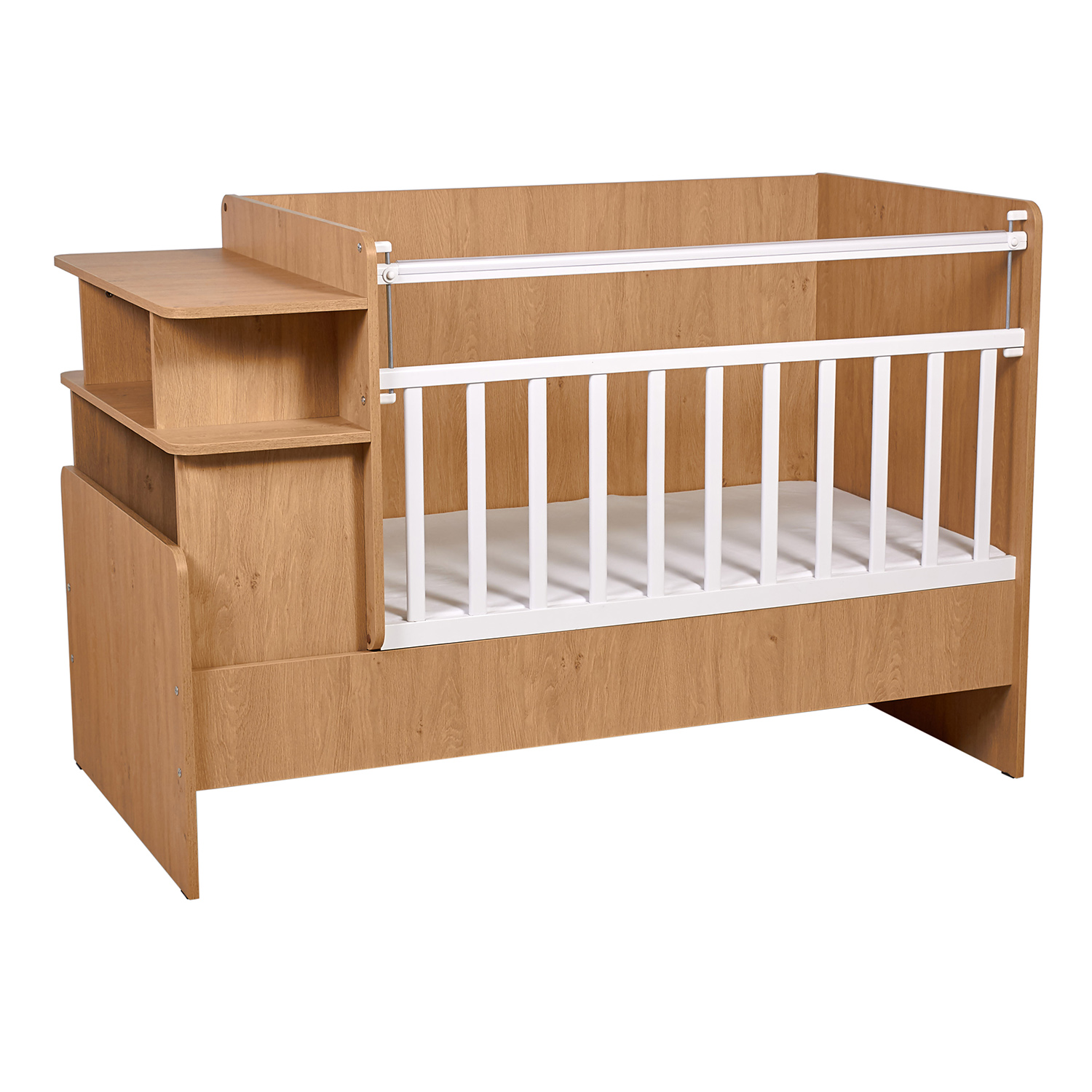 Детская кроватка Polini kids Ameli прямоугольная, без маятника (белый, дуб сонома) - фото 4