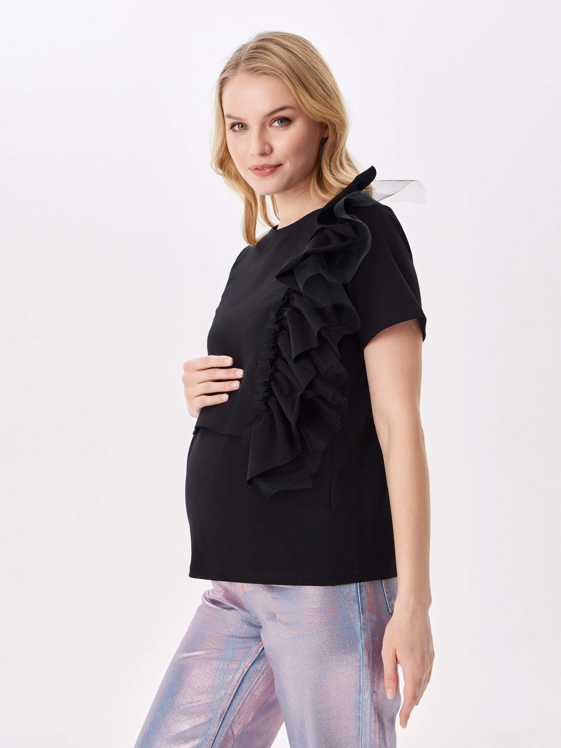 Футболка для беременных и кормящих Proud Mom ФРЮ-0300-черный - фото 7