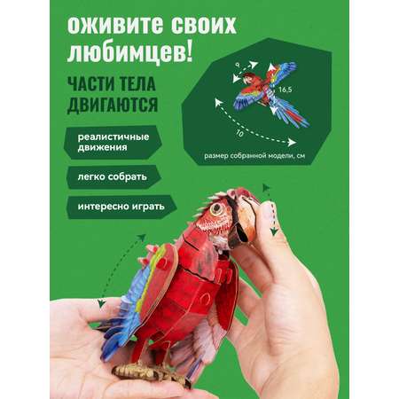 Картонный 3д пазл конструктор Makebug Попугай Ара