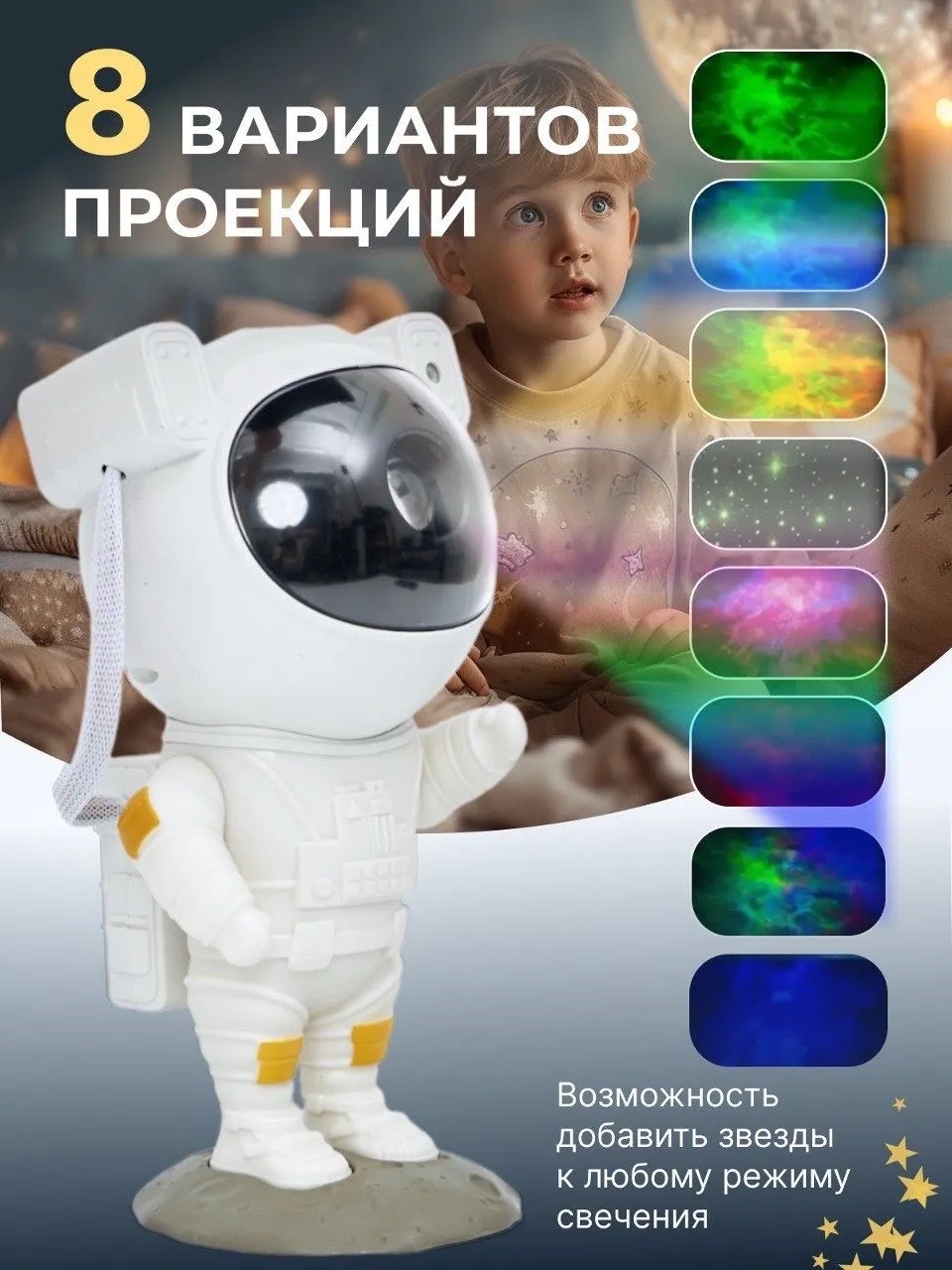 Проектор-ночник Космонавт big CASTLELADY светильник ForAll Cosmo - фото 2
