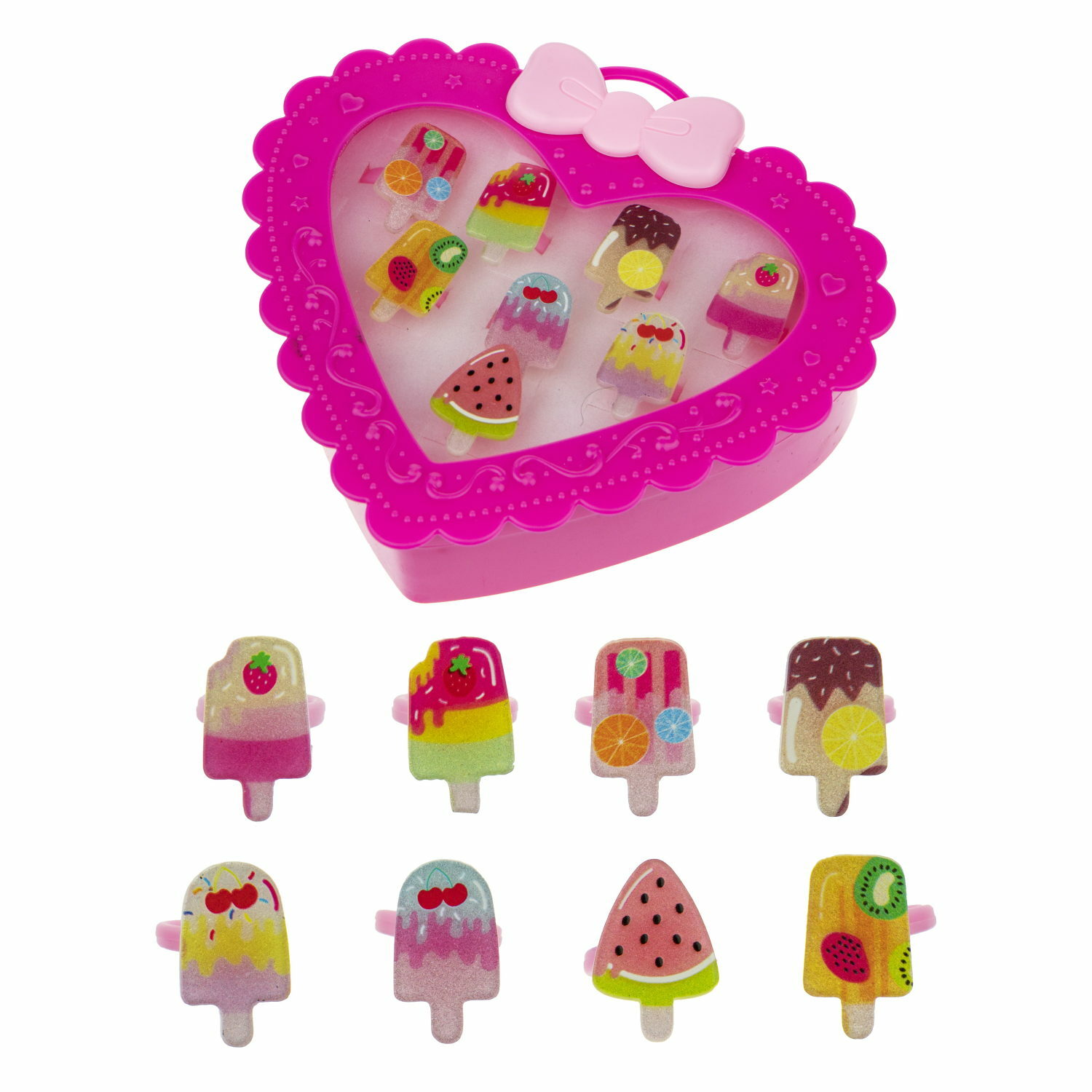 Набор бижутерии 1TOY Sweet heart Bijou 8 колец мороженки Т21036-2 - фото 4