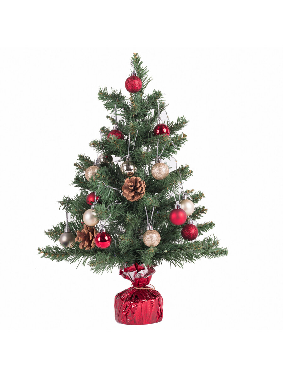 Новогодняя елка Золотая сказка искусственная декоративная 50 см зеленая с гирляндой и игрушками - фото 6