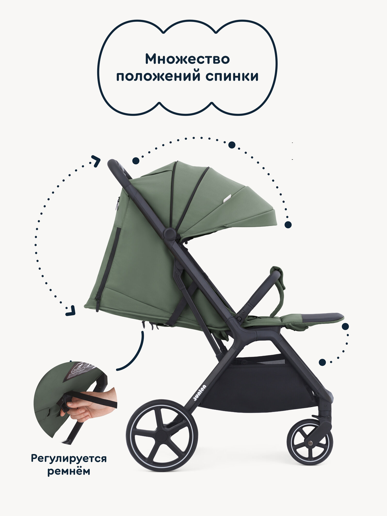 Коляска прогулочная Junion Loffy зеленый - фото 3