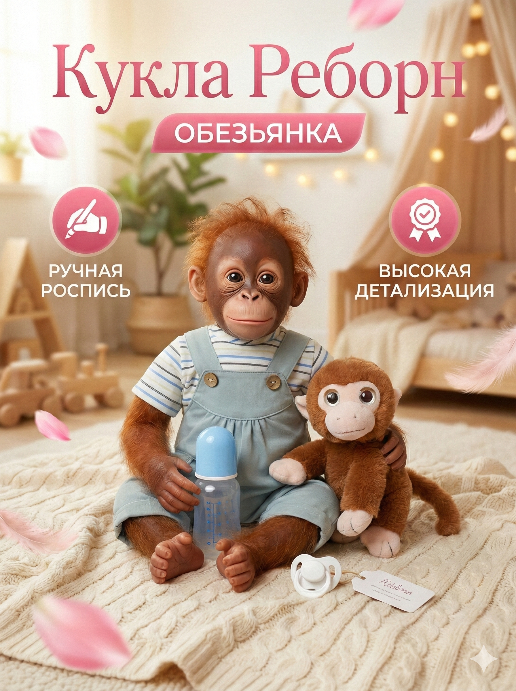 Кукла пупс SHARKTOYS обезьяна реборн Тимон 21700002 - фото 1