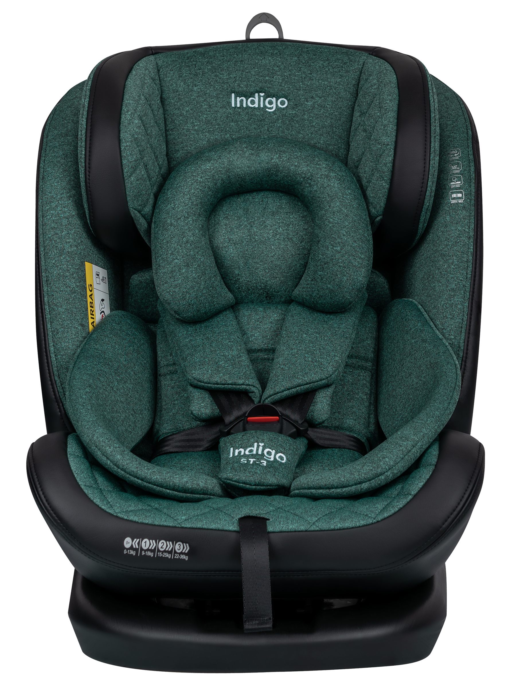 Автокресло Indigo Aero, зеленый Isofix 0+/1/2/3 (0-36 кг) - фото 3