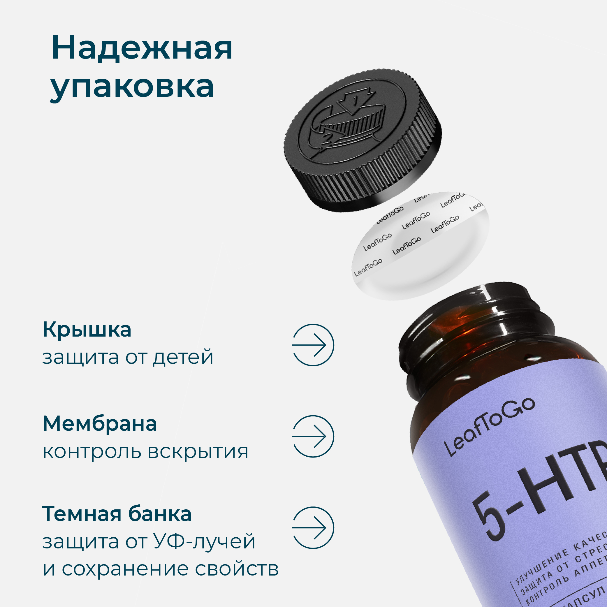 Витамины LeafToGo 5-HTP гидрокситриптофан от стресса и для сна - фото 8