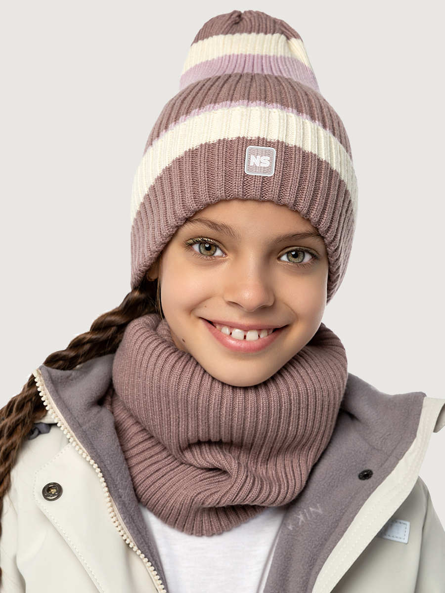 Шапка и снуд NIKASTYLE 12м11225 какао - фото 1