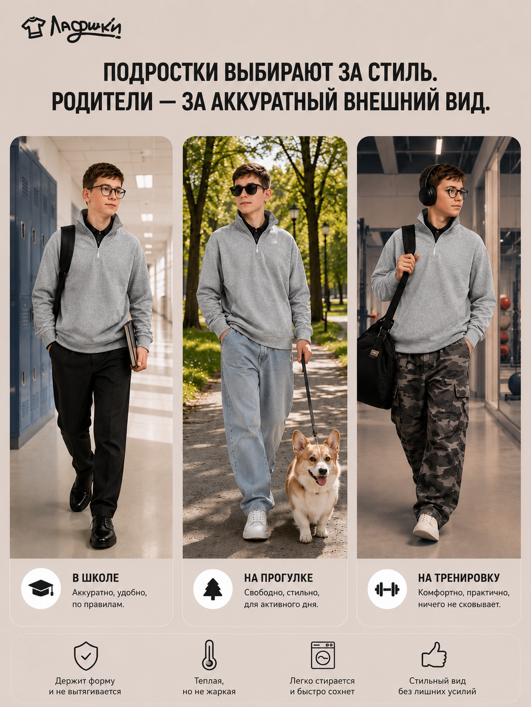Толстовка ЛАДОШКИ Толстовка Успех серый - фото 8